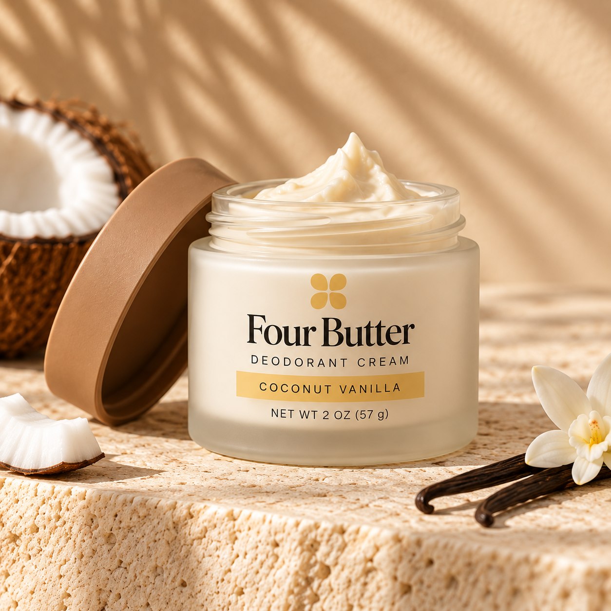 Four Butter Coconut Vanilla deodorant cream jar